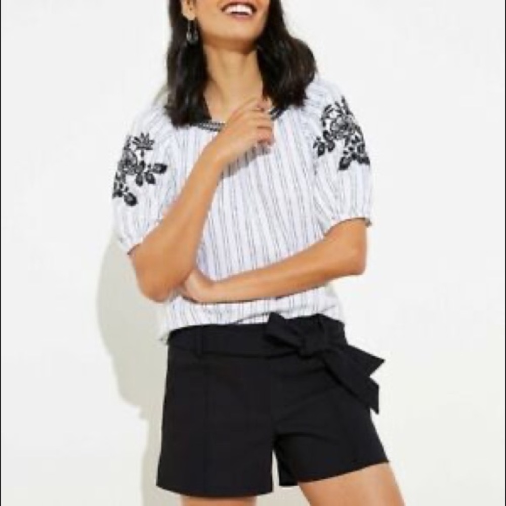 NWT LOFT Black tie front shorts - Size 12